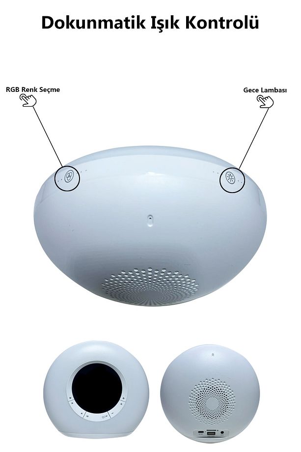 Wireless Led Işıklı Gece Lambalı Hoparlör Robust Bass - 3