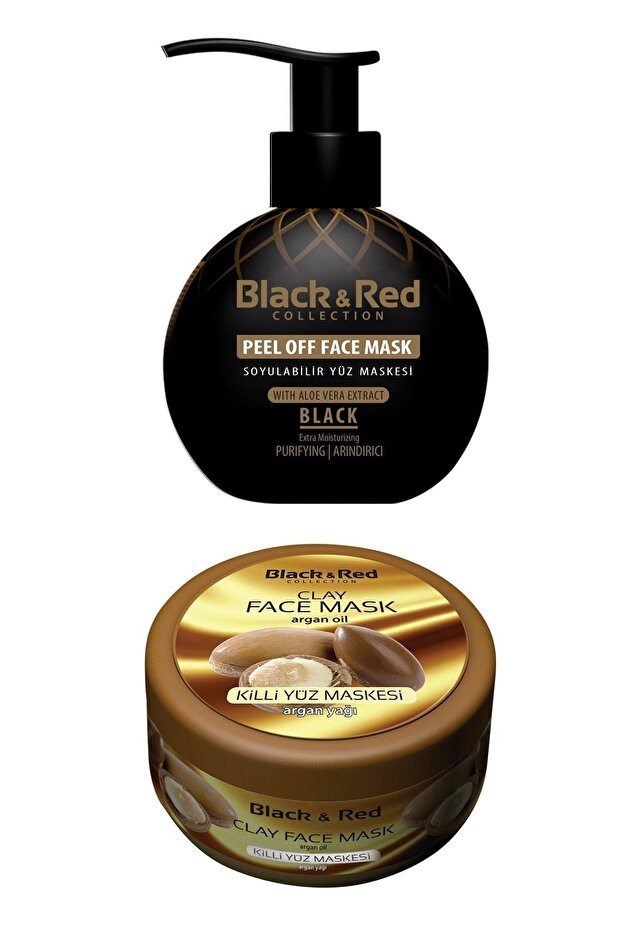 Black & Red Peel Off Black Face Mask Purifying 250 Ml - Clay Face Mask Argan 400gr