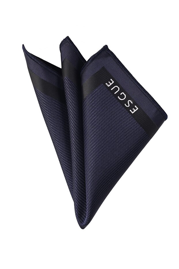 Navy Blue Patterned Collar Handkerchief - 1