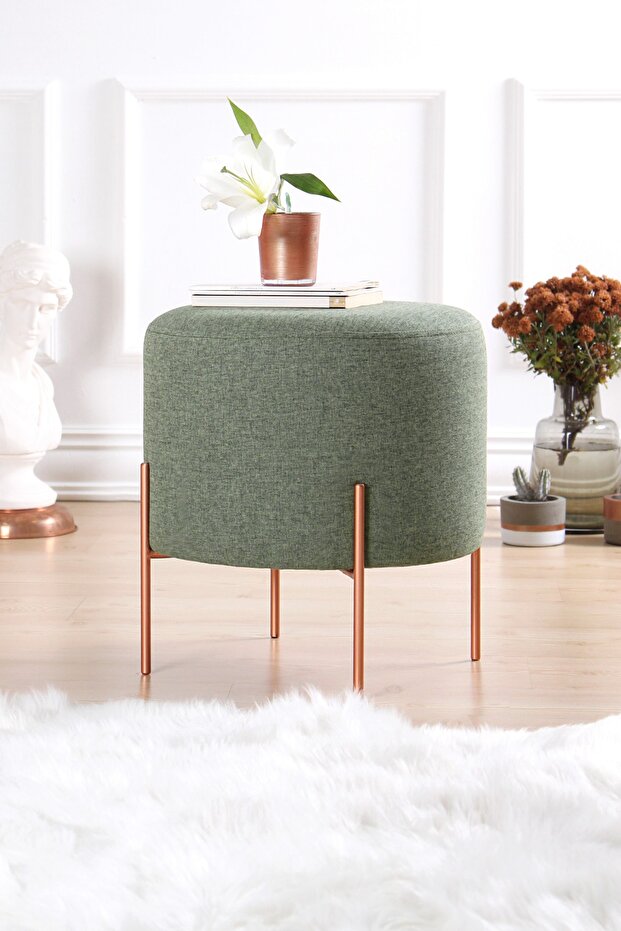 Copper Puf - Yuvarlak Yeşil - 1