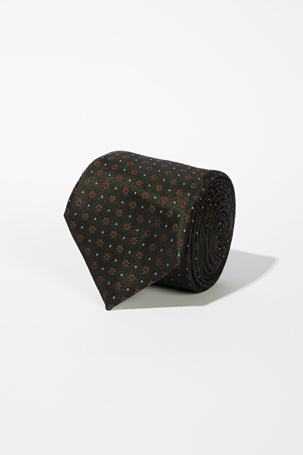 Men's Navy Blue-Brown Patterned Tie