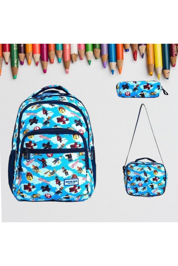 Primary School Set of 3 Lunch Bags Pen Holder