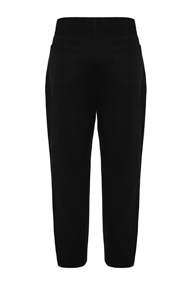 Siyah Yüksek Bel Mom Fit %100 Pamuk Denim Büyük Beden Jeans TBBSS23CJ00038 - 8