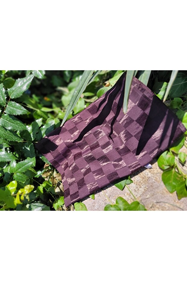 Kadın Tesettür Ipeksi Pamuk Jakar Parlak Dama Desen Şal*acı Kahve - 7