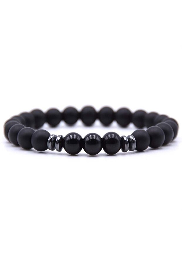 Matte Onyx Hematite Shiny Onyx Natural Stone Bracelet