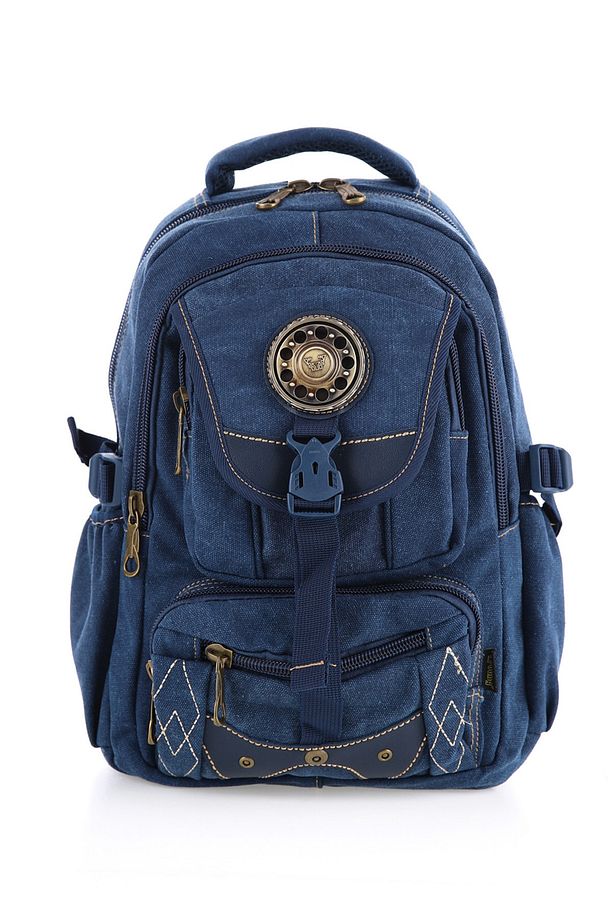 ÇÇS Lacivert Ccs51416 Kanvas Kumaş Unisex Suya Dayanıklı Çok Cepli Sırt Çantası - 1