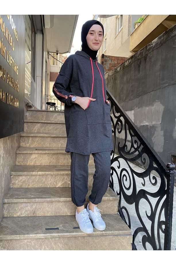 Oversize Model Tesettür Eşofman Takımı - 3