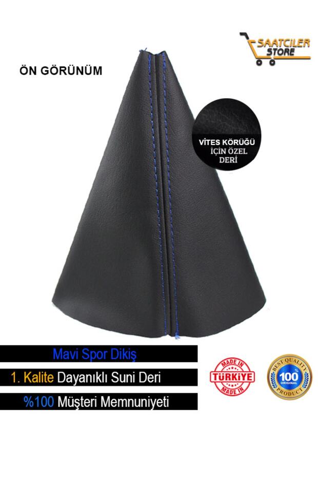 Fort Fi̇esta 2002-2008 Compatible Black Leather Special Design Blue Sports Stitching Gear Shift Gaiter