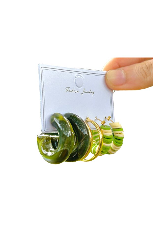 3lü Halka Çoklu Set Küpe - 1