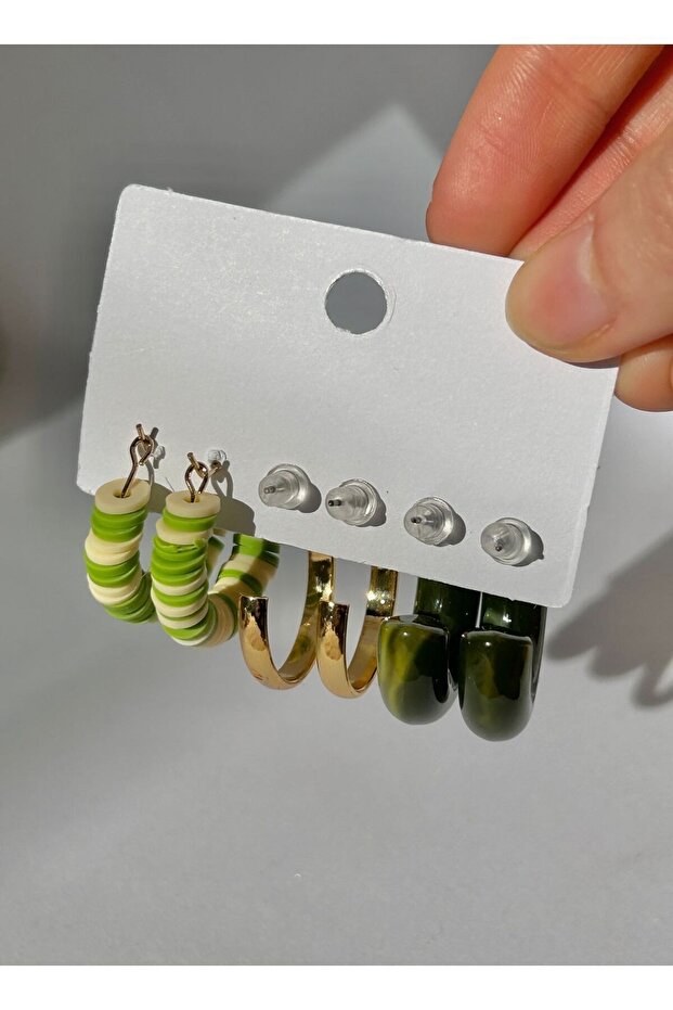 3lü Halka Çoklu Set Küpe - 5