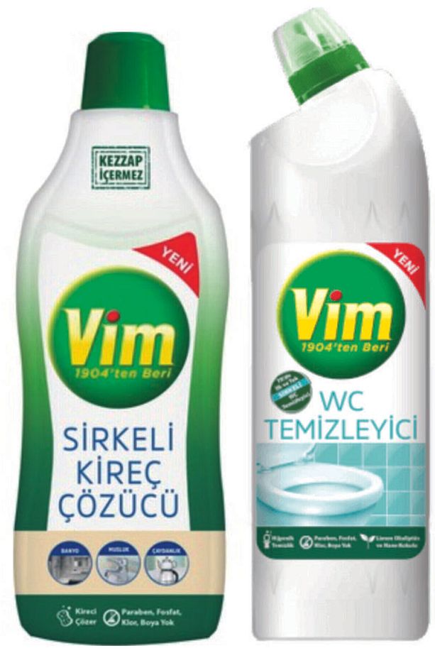 Wc Temizleyici Sirkeli 1 Lt. + Vim Sirkeli Kireç Çözücü 1 Lt. - 1