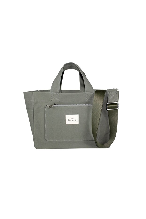 Hishi Tote Bag Mint Canvas Bag Tan Shoulder Strap Shipped