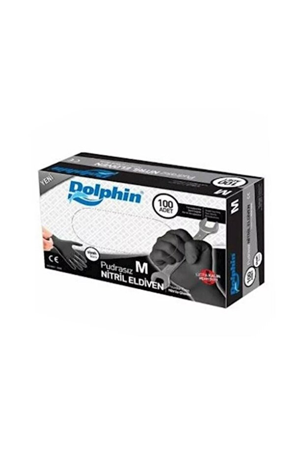 Dolphin Black Nitrile Gloves Powder Free Extra Thick (m)