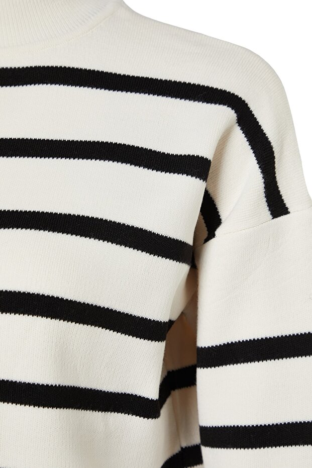 Трикотажні брюки в смужку зверху і знизу з екрю TWOAW24AU00045 - 7