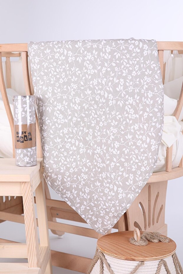 Muslin Cover 80x80cm Leaf Pattern Organic Gift Breastfeeding Bottom Opening Newborn Stroller Cover