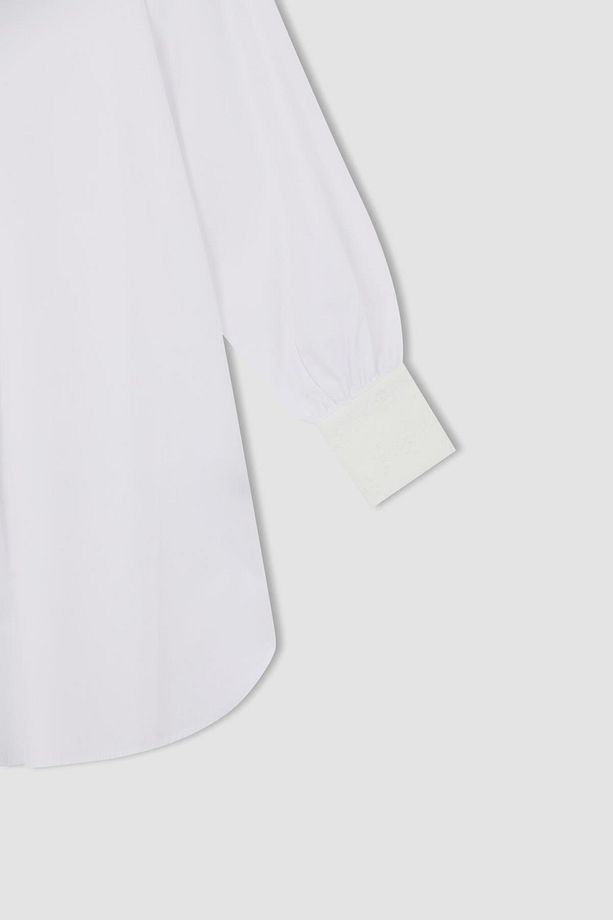 Regular Fit Dik Yaka Uzun Kollu Poplin %100 Pamuk Tunik - 2