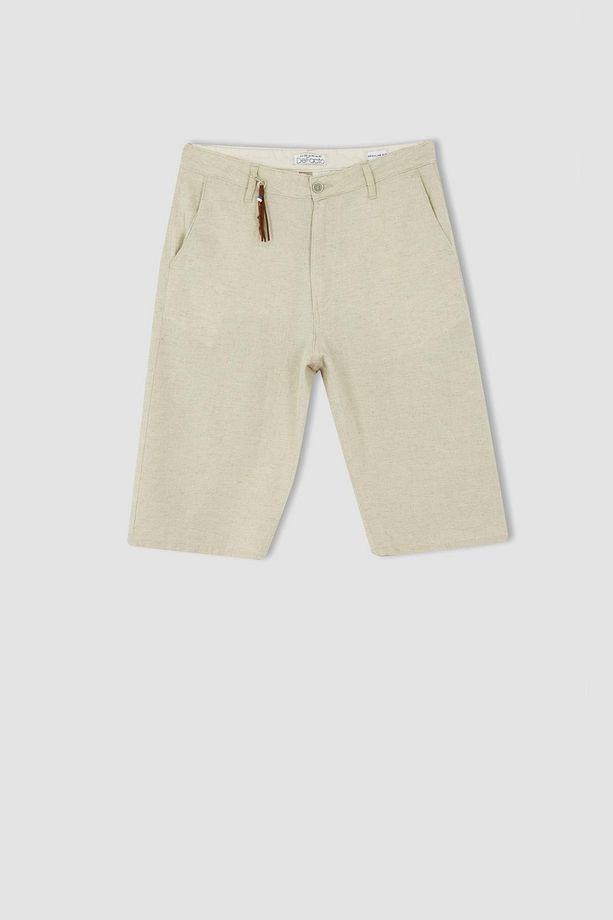 Regular Fit Bermuda Keten Karışımlı Şort - 2