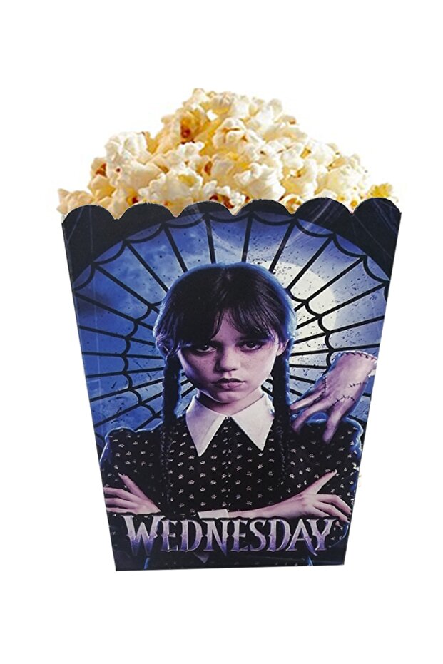 8-Piece Wednesday Themed Party Corn Box, Wednesday Party Supplies Popcorn