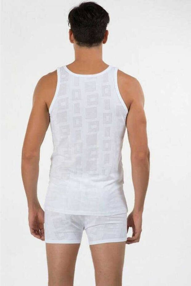 قميص داخلي منقوش باللون الأبيض للرجال - 2