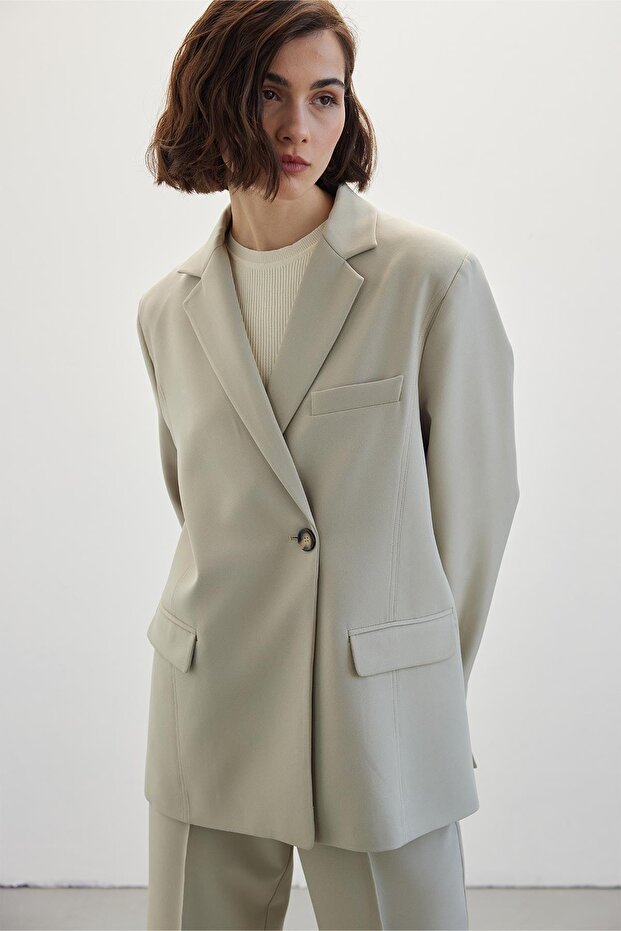 Single Button Blazer Jacket Çağla - 1