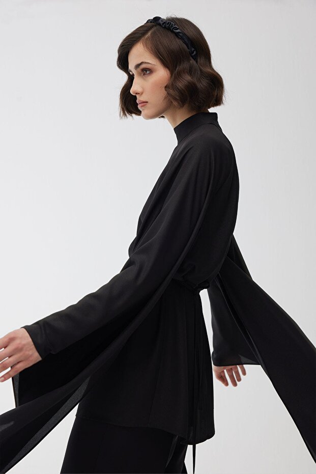Černá tunika s rukávy - 6