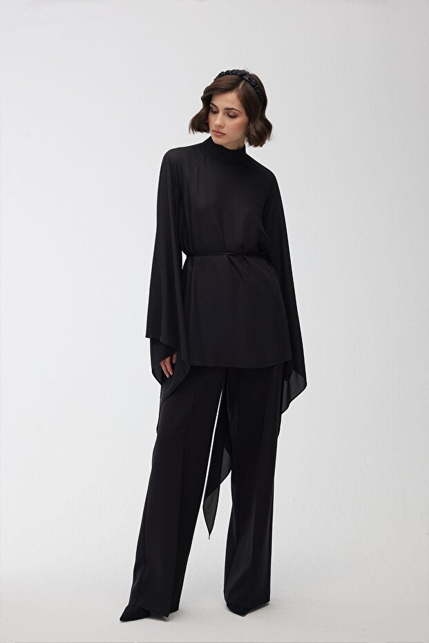 Černá tunika s rukávy - 7