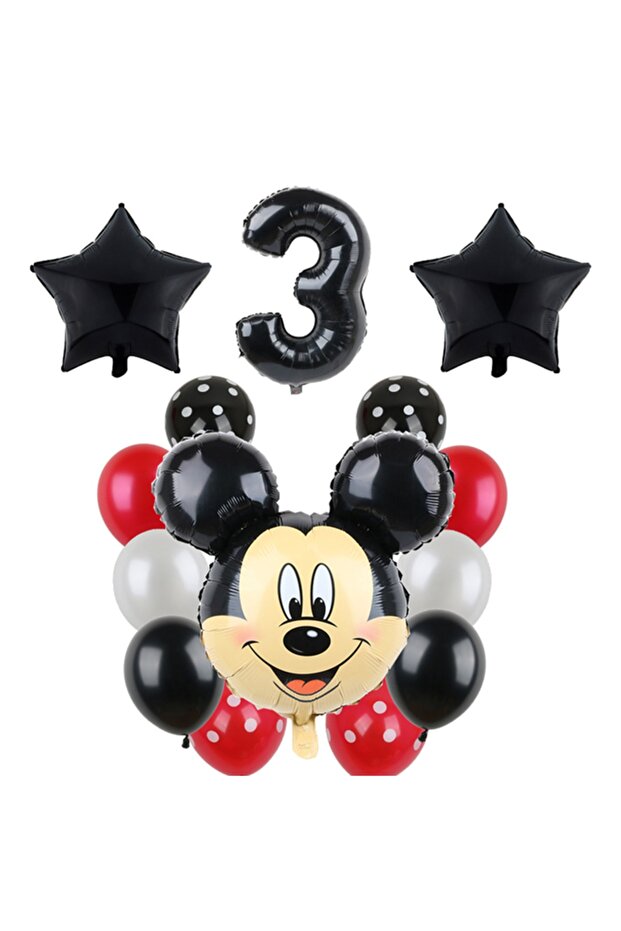 Age Black Number Balloon Mickey Mouse Balloon Set Mickey Mouse Themed Set of 14