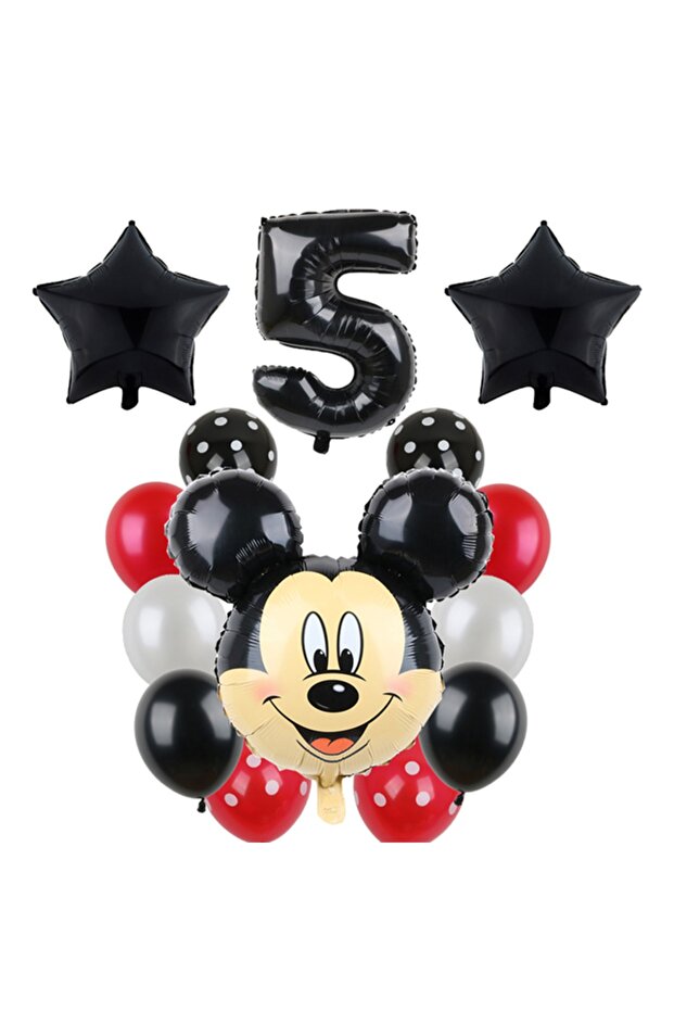 Age Black Number Balloon Mickey Mouse Balloon Set Mickey Mouse Themed Set of 14