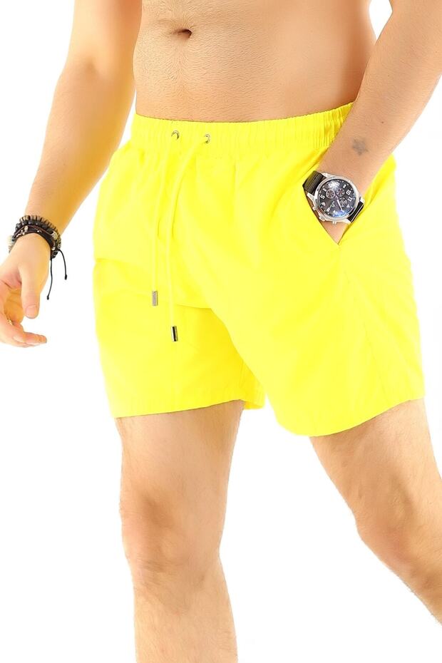 Yellow Basic Men's Swim Shorts - 4