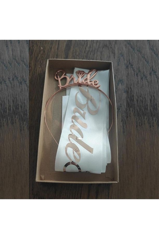 Rose Gold Bride To Be Taç Ve Kuşak Set Model 2 - 2
