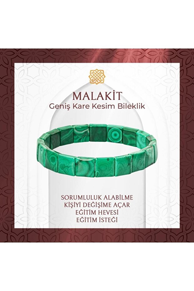 Malachite Natural Stone Square Cut Wide Cut Bracelet - 20-21cm