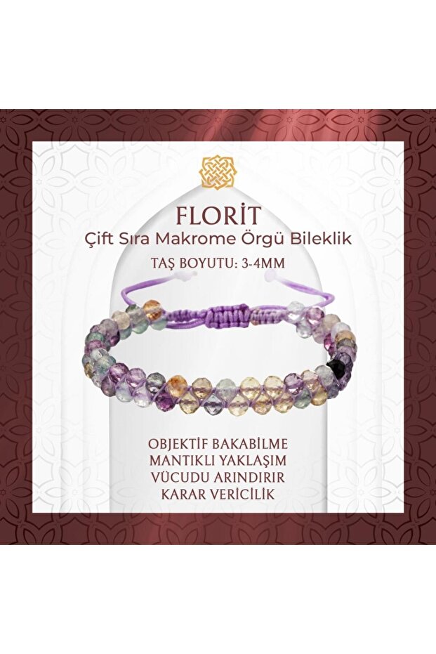 Purple Fluorite 3-4mm Double Row Natural Stone Bracelet - 20-21cm