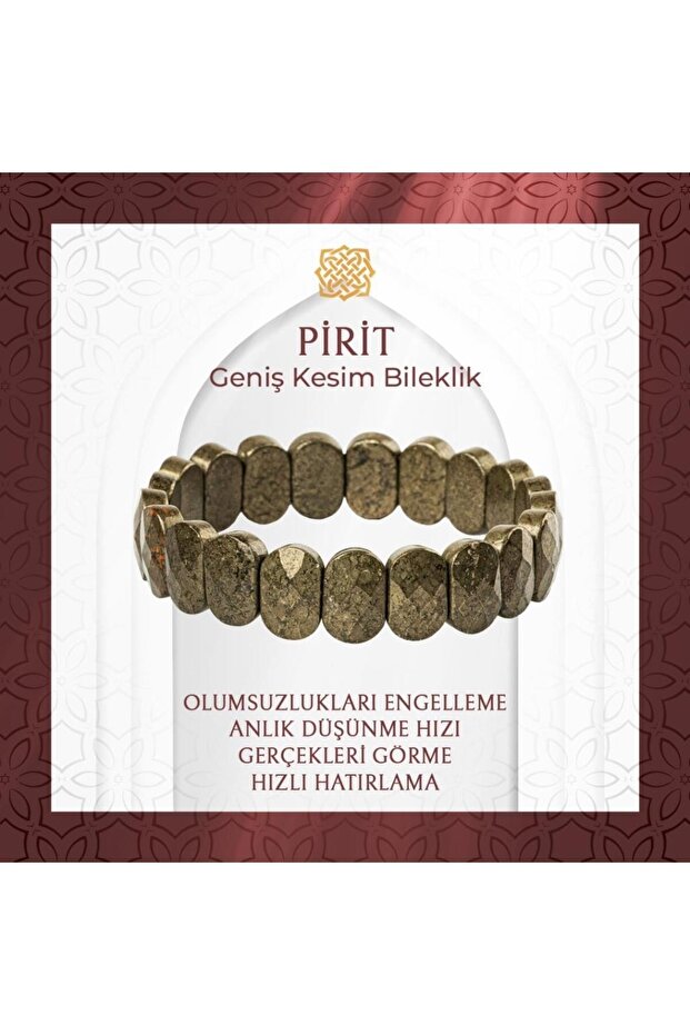 Pyrite Natural Stone Wide Cut Bracelet - 20-21cm