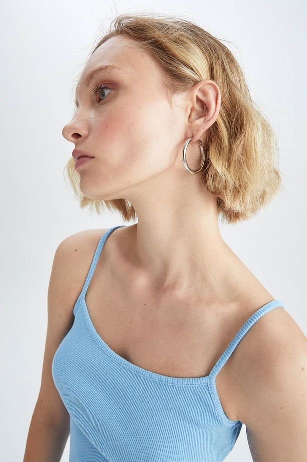 Regular Fit Askılı Yazlık Mini Elbise - 5