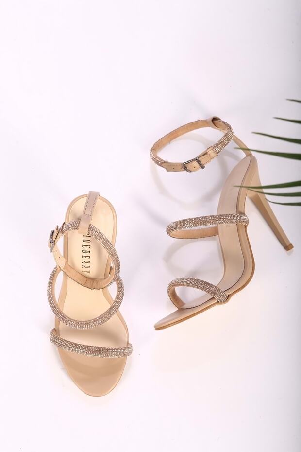 Lotus Skin Bordás - Köves pántos női sarkú cipő - 6