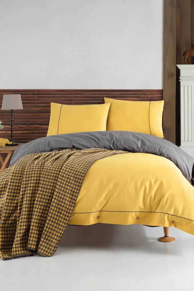 Ecosse Stylish Sarı Çift Kişilik Battaniyeli Nevresim Takımı - 1