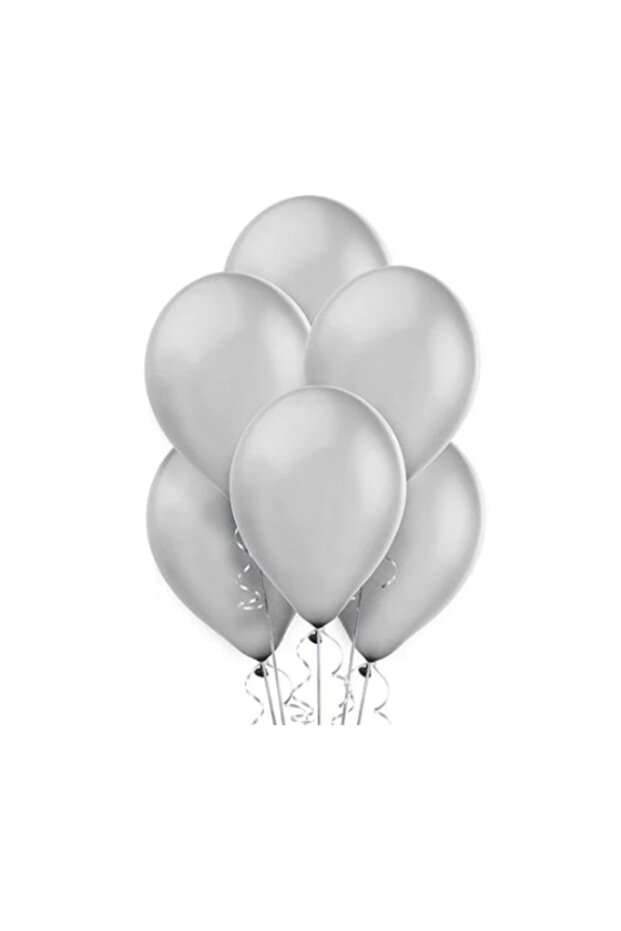 10 Pieces Latex Metallic Silver Balloons