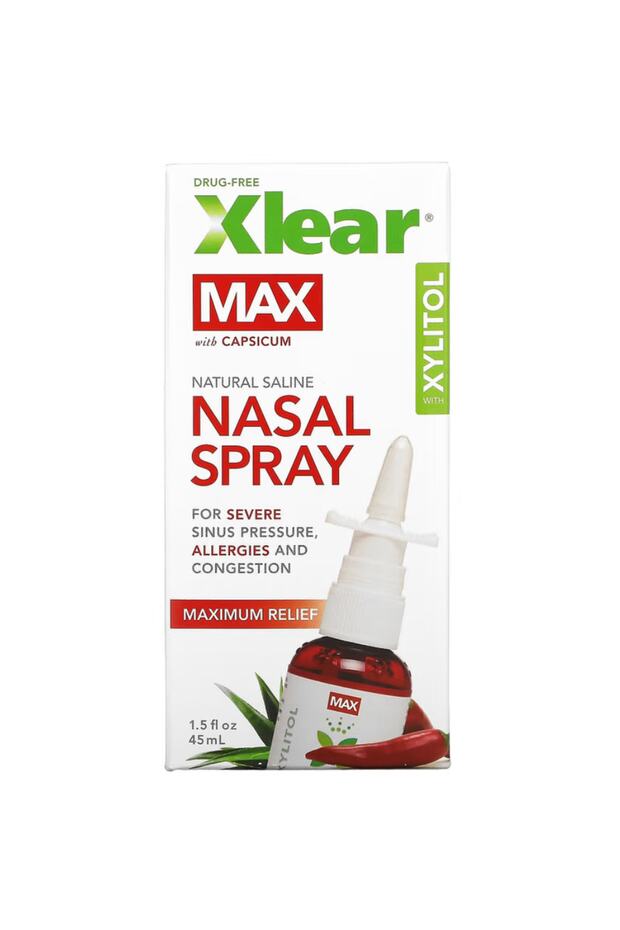 , Max, Natural Saline Nasal Spray with Xylitol, Maximum Relief, 1.5 fl oz (45 ml) - 1