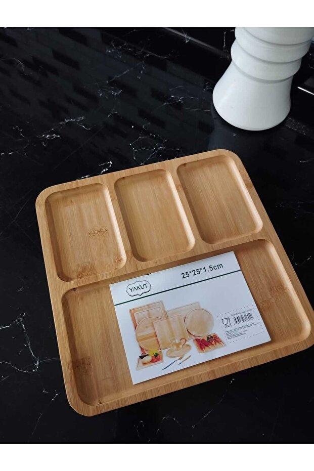 Bambu sunumluk 4 bölmeli - 1