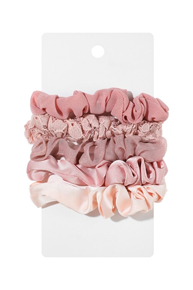 5'li Kumaş Saç Lastiği Seti Pembe - 5