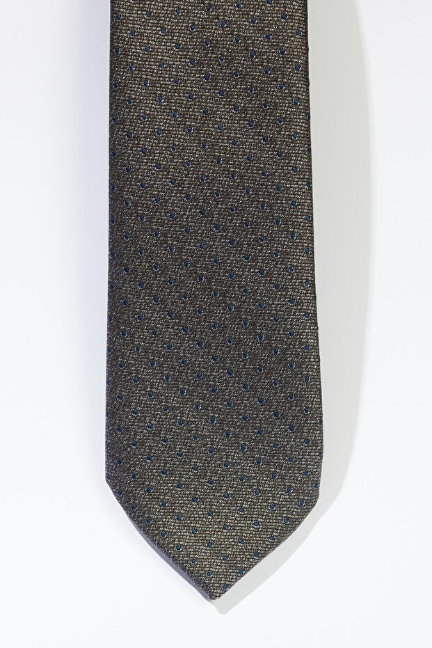 ربطة عنق رجالية منقوشة باللون الرمادي والأزرق - 2