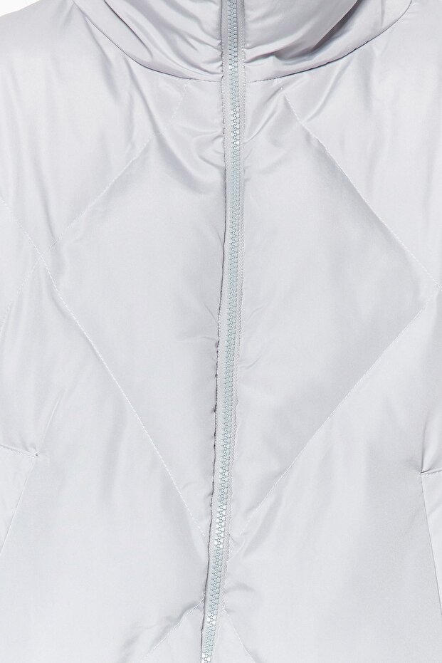 Gri Oversize Kalıp Su İtici Şişme Kapitone Mont TWOAW24MO00146 - 8