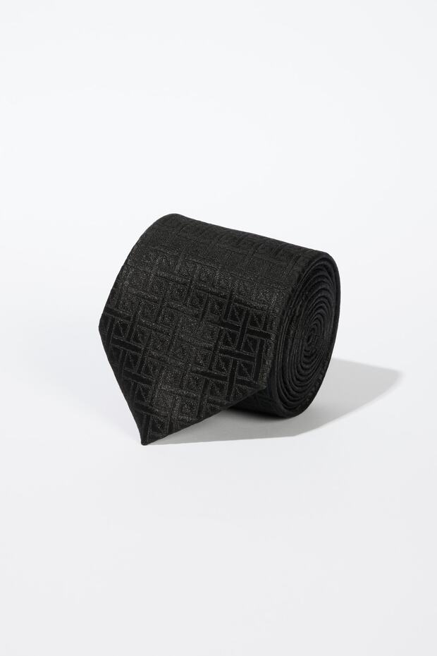 Men's Black Patterned Tie