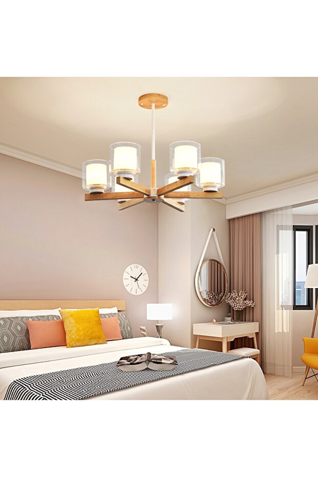 Modern Cottage Ahşap Avize - 1