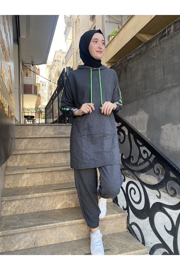 Oversize Model Tesettür Eşofman Takımı - 6