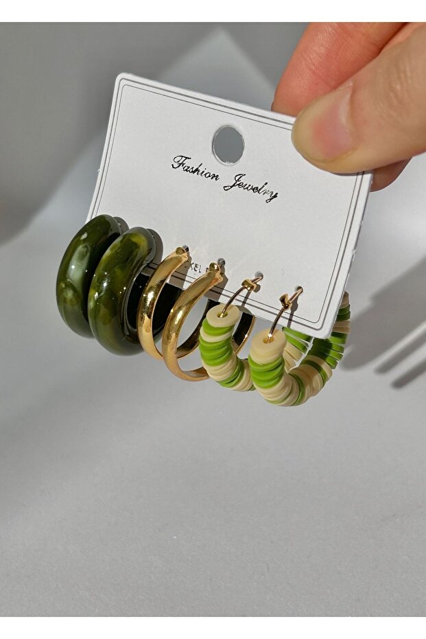 3lü Halka Çoklu Set Küpe - 3