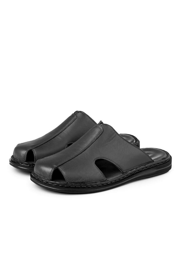 Stan Genuine Leather Men's Slippers, Genuine Leather Slippers, Orthopedic Sole Slippers, Light Leather Slippers