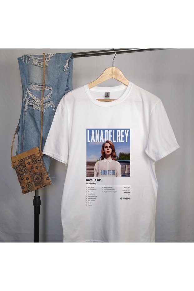 Lana Del Rey Born to Die Album Printed White Oversize T-Shirt Unisex 100% Cotton Crew Neck T-Shirt
