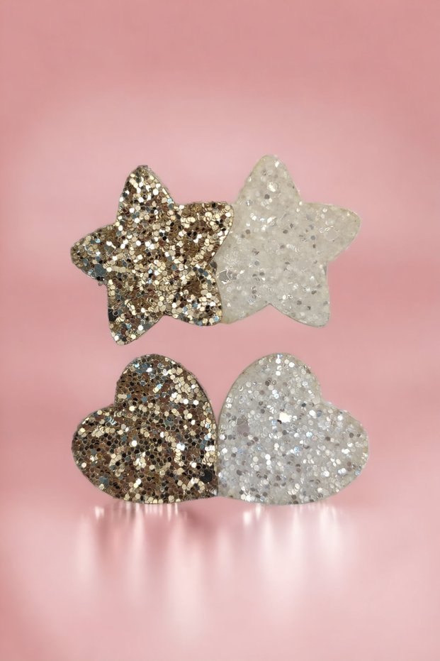 Girl child baby clip heart star object gold