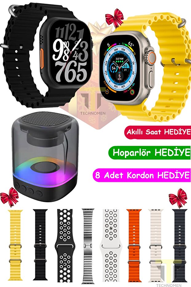 Akıllı Saat Y80 Premium 8 Kordon Saat ve Hoparlör Hediyeli Smart Watch - 2